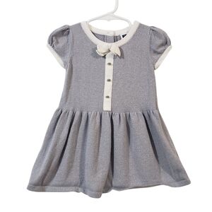 JANIE AND JACK Infant Girls Silver Sparkly Holiday Sweater Dress Size 12-18 Mo